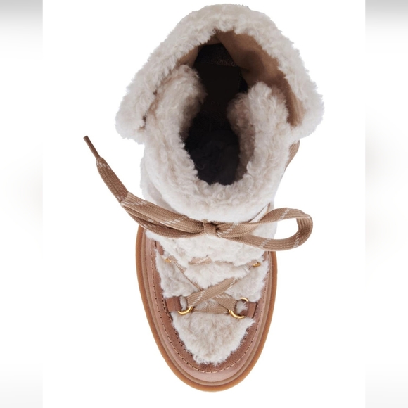 Dolce Vita Celtic Boots Brown Leather Lug Sole Faux Fur Designer Luxury #559 - Picture 7 of 17